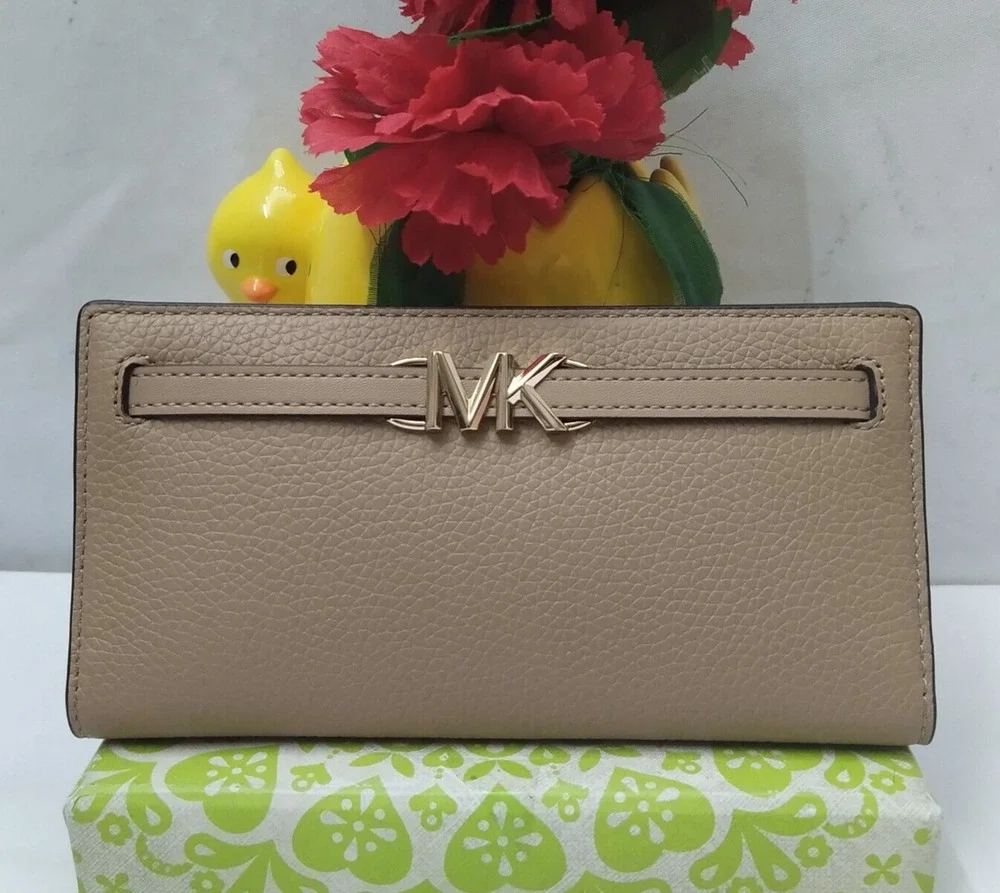 Michael Kors Reed Camel Leather Credit Card Bifold Snap Wallet - NWT $298